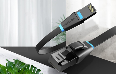 Kabllo rrjeti Vention Flat Cat.6 UTP, 40m, RJ45, e zezë