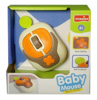 Lodër maus për bebe Vivakids Baby Mouse, me drita dhe tinguj, shumëngjyrësh
