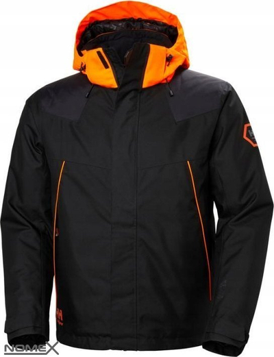 Xhaketë dimri Helly Hansen Chelsea Evolution, e mbushur, me kapuç që hiqet, zi me portokalli