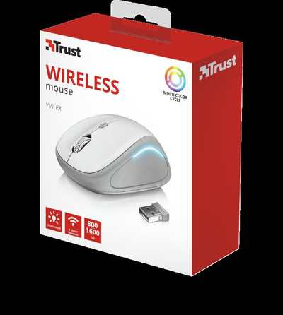 Maus wireless Trust Yvi FX, optik, 1600 dpi, i bardhë