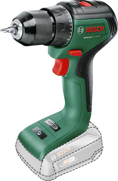 Makine shpimi Bosch UniversalDrill 18V-60, 18V, brushless, jeshile