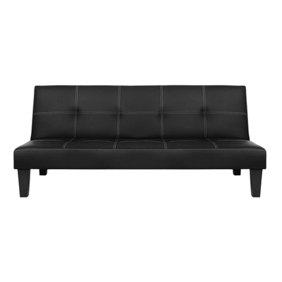 Divan krevati HM3002.02, 3 vende, PU lëkurë, 186x90x82 cm, i zi