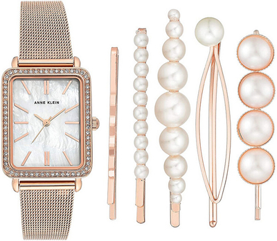 Set orë dore & kapëse për flokë Anne Klein AK / 3642RGST