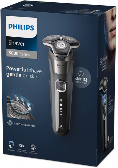 Brisk elektrik Philips Series 5000 S5887/30, i përshtatshëm për fytyrë dhe kokë, i zi
