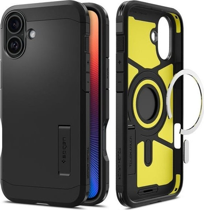 Kutia mbrojtëse Spigen Tough Armor MagSafe, për iPhone 16 Plus, me mbajtëse, e zezë