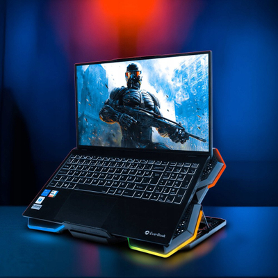 Stendë ftohëse për laptop Addison Rampage AD-RC13 Bellatrix, 15–17", 5 ventilatorë, RGB, e zezë