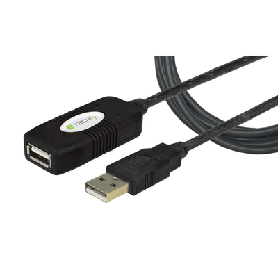 Kабел USB Techly 023646, USB A во USB A, 10 m, црн