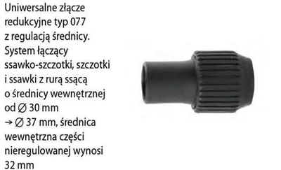 Adaptor universal për fshesë me korrent Zelmer, diametër i rregullueshëm 30–37 mm, dalje 32 mm, gri