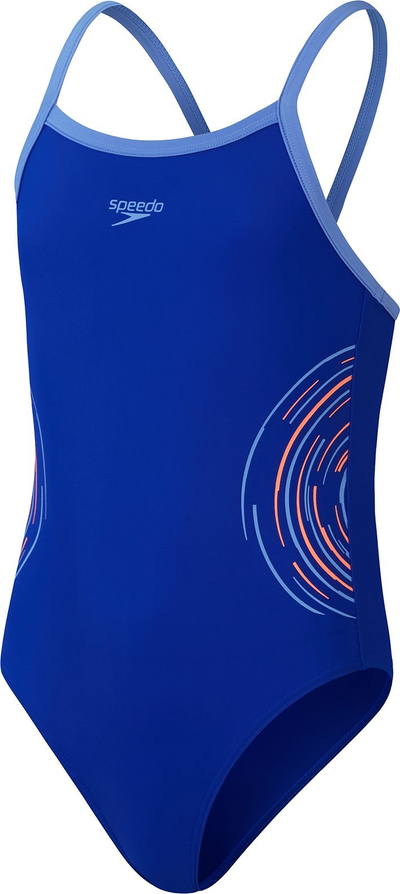 Kostum noti për goca Speedo Plastisol Thinstrap Muscleback, që s’e ha klori, blu koral