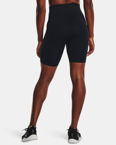 Shortse sporti Under Armour Train Seamless për gra, beli i lartë, materiali me shtrirje, të zeza me të bardha
