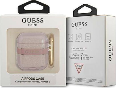 Mbulesë mbrojtëse Guess Strap Collection për AirPods, me rrip dekorativ, rozë