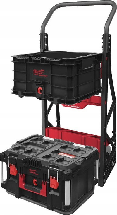 Karrocë transporti Milwaukee Packout 2 Caster Cart, 1200 mm, 180 kg, e zezë me të kuqe
