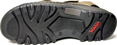 Sandale burrash Rieker 25051-27, lëkurë sintetike, me shirit ngjitës, ngjyrë kafe