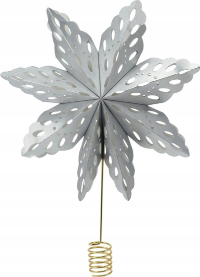 Yll për majë bredhi Christmas Decoration, 30cm, letër, ngjyrë argjendi