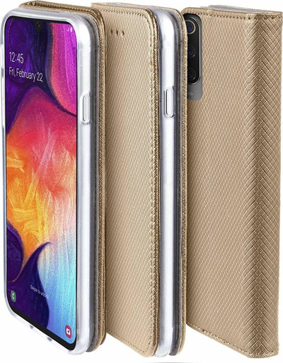 Futrollë magnetike OEM Smart Case për Samsung Galaxy M35 5G A35, me mbajtëse anash, ngjyrë ari