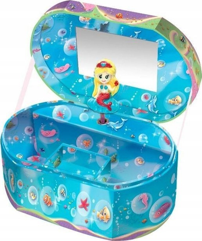 Kuti muzikore Pecoware Oval Music Box Mermaid, me sirenë, mekanizëm me dredhje, shumëngjyrëshe