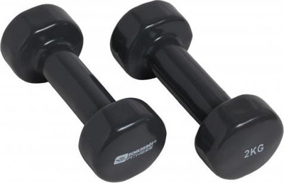 Set dora peshash Schildkröt Fitness Vinyl Dumbbells, 2 kg, me dorezë të butë, ngjyrë e zezë