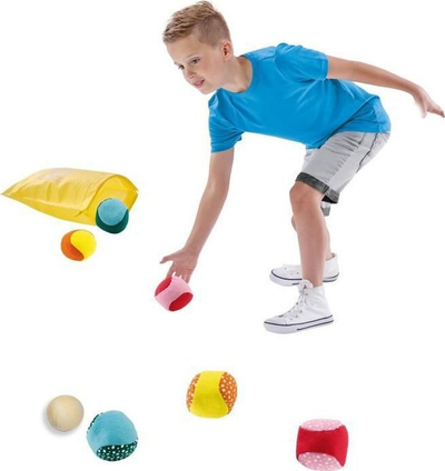 Lojë 2 në 1 SES Creative Can Toss dhe Soft Boules Petanque 02292, set me kanaçe dhe topa të butë, shumëngjyrëshe