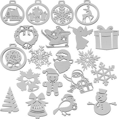 Zbukurime druri për pemë Ruhhy, set 20 copë, motive festive, të bardha
