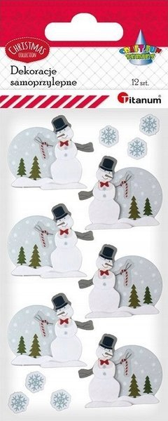 Dekorime 3D vetëngjitëse Titanum Snowmen, set me 12 copa, letër-folje, shumëngjyrëshe