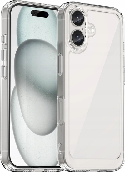 Kuti mbrojtëse Outer Space Case për iPhone 16 Plus, transparente, me kornizë të verdhë