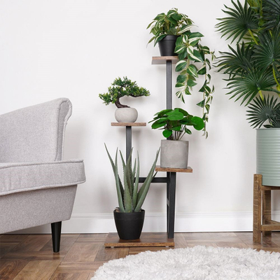 Метална стојалка за растенија Plant Stand, 4 нивоа, 84 cm, црна