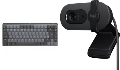 Set tastierë dhe kamera Logitech MX Mechanical Mini dhe Brio 100, pa kabllo, Full HD 1080p, gri