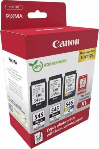 Paketë bojë printeri Canon PG-545XL x2 CL-546XL, multipack origjinal, me letër fotografike