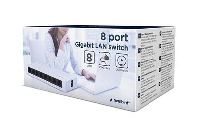 Switch rrjeti Gembird NSW-G8-01, 8 porta, Gigabit Ethernet, i bardhë