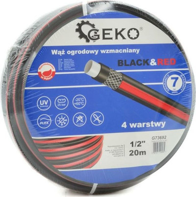 Zorrë kopshti Geko REINFORCED G73693, 30 m, 1/2", e zezë me të kuqe