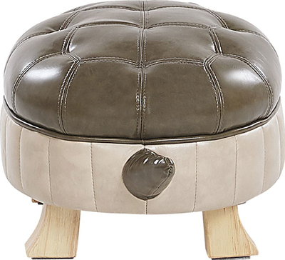 Tabure Beliani Turtle, lëkurë sintetike, këmbë druri, jeshile