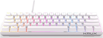 Tastierë mekanike Krux Qara 60%, 61 taste, RGB, e bardhë