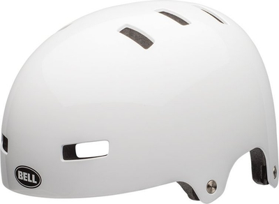 Helmetë BMX Bell Local, Action Fit, madhësia L 59–61.5 cm, e bardhë matte me dizajn eyes