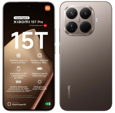 Celular Xiaomi 15T Pro, 6.83", 12/1024GB, Mocha Gold