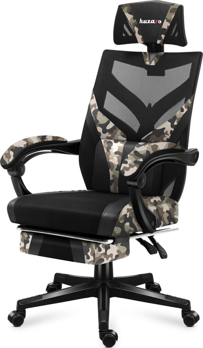 Karrige gaming Huzaro Combat 5.0 Camo, mekanizëm lëkundës, mbështetëse këmbësh, kamuflazh e zezë