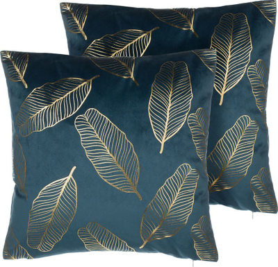 Jastëkë dekorativë Beliani FREESIA, set 2 copë, kadife 45x45cm, blu