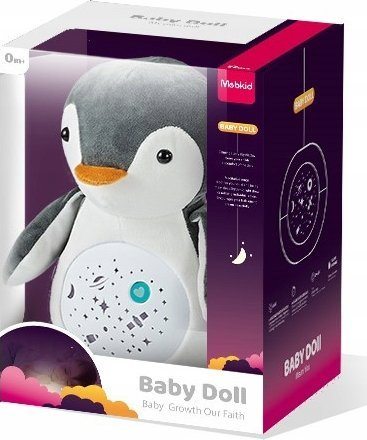 Lodër pelushi projektor yjesh Pengu, për gjumë të qetë, për foshnja 0+