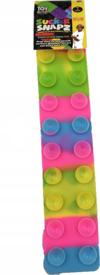 Lodër antistres Toy Busters Sucker Snapz Single 4rodz, shirita gome me kupa thithëse, ngjyra neon shumëngjyrëshe