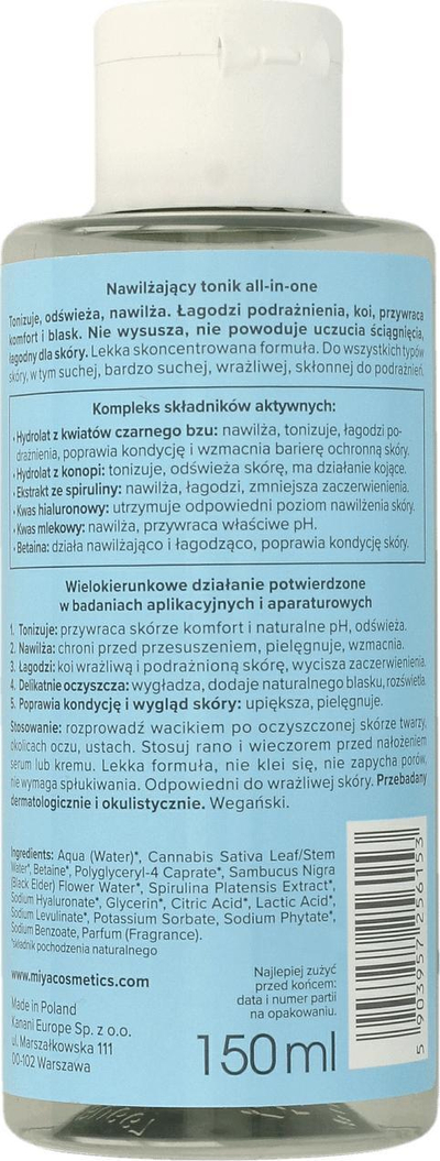 Tonik fytyre Miya Cosmetics MyTonic, për lagështim të lëkurës, 150 ml