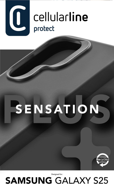 Заштитна футрола за телефон Cellularline Sensation+ Samsung S25, силикон, црна