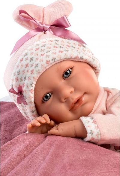 Kukull bebe Llorens Mimi Baby, 42 cm, trup i butë, rozë