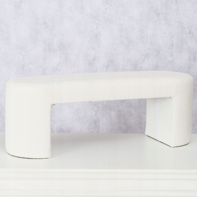Puf i tapicuar Boltze SOLIN, MDF, 118x38x42 cm, i bardhë