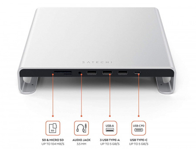 Mbajtëse Satechi Aluminum Hub për iMac, e argjendtë
