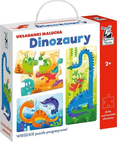 Puzzle për kalamaj Kapitan Nauka Dinozaury, 3 puzzle progresive, 2+ vjeç, shumëngjyrëshe