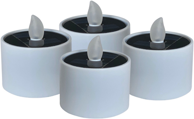 Qirinj solar LED RealPower Tealight STL-4, set 4 copë, të bardhë