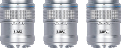 Set objektivash SIRUI Sniper 23mm 33mm 56mm F1.2, APS-C, Fujifilm X, ngjyrë argjendi