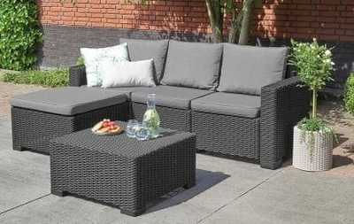 Set mobiljesh kopshti Keter California, divan këndor dhe tavolinë kafeje, grafit