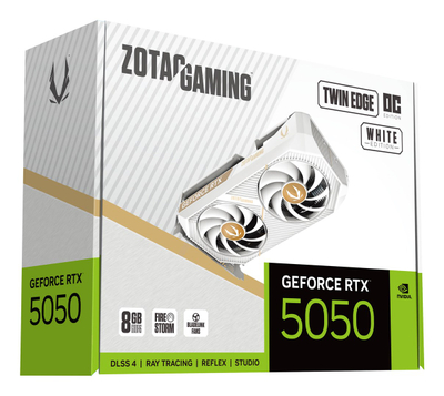 Kartë grafike Zotac NVIDIA GeForce RTX 5050 Twin Edge OC, 8GB GDDR6, Blackwell, e bardhë