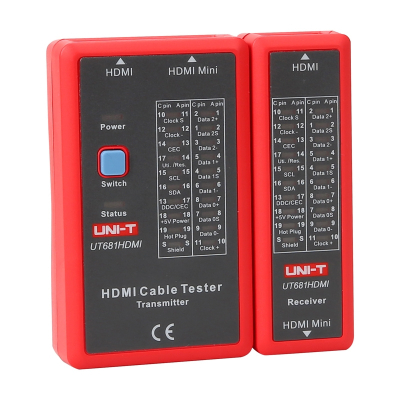 Tester kabllosh HDMI UNI-T UT681HDMI, për HDMI dhe HDMI Mini, ekran LED, i kuq