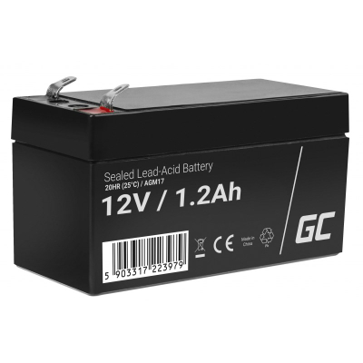 Bateri AGM Green Cell AGM17, 12V, 1.2Ah, e zezë